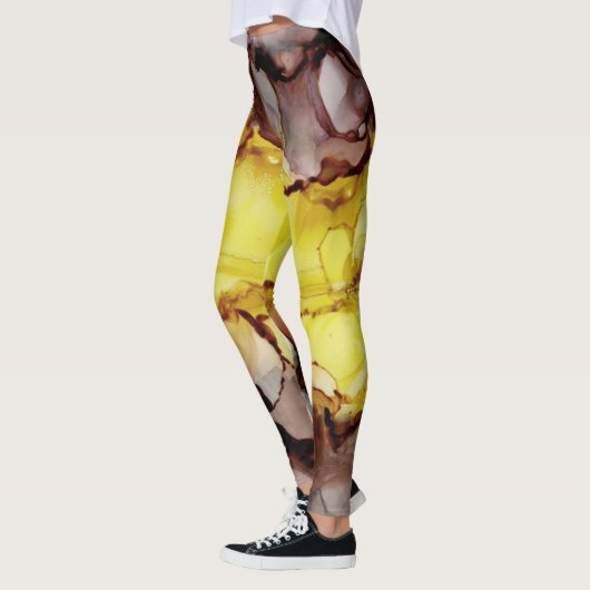 Geel & Bruin Abstracte Leggings (Links)