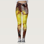 Geel & Bruin Abstracte Leggings (Voorkant)