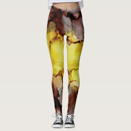 Geel & Bruin Abstracte Leggings