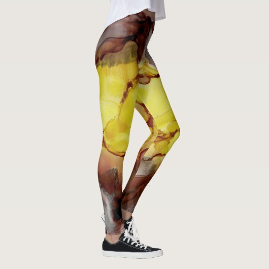 Geel & Bruin Abstracte Leggings (Rechts)