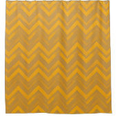 Geel, bruin chevron patroon douchegordijn (Voorkant)