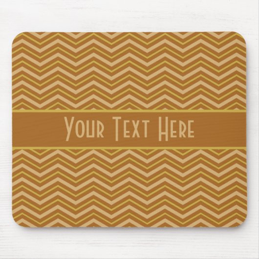 Geel & Bruin Chevron Patroon mousepad Muismat (Voorkant)