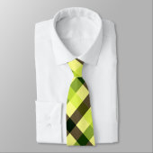 Geel, bruin en groen diagonaal gingham stropdas (Gebonden)