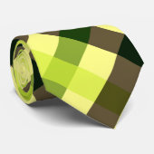 Geel, bruin en groen diagonaal gingham stropdas (Opgerold)