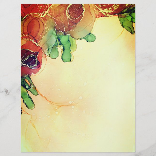 Geel bruin Floral Scrapbook Paper (Voorkant)