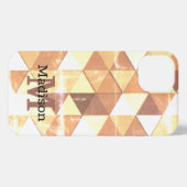 geel bruin geometrisch patroon Monogram iPhone Hoesje (Achterkant horizontaal)