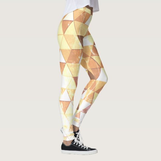  geel bruin geometrisch patroon Monogram Leggings (Rechts)