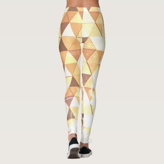  geel bruin geometrisch patroon Monogram Leggings (Achterkant)
