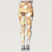  geel bruin geometrisch patroon Monogram Leggings (Voorkant)