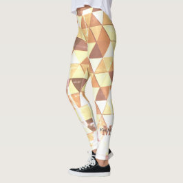  geel bruin geometrisch patroon Monogram Leggings