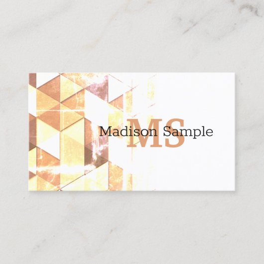 geel bruin geometrisch patroon Monogram Visitekaartje (Voorkant)