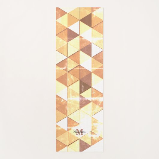 geel bruin geometrisch patroon Monogram Yogamat (Voorkant)