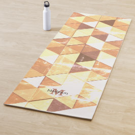  geel bruin geometrisch patroon Monogram Yogamat