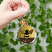 GEEL BRUIN GESTREEPTE LIJNEN GOUDEN ZWARTE HOMMEL SLEUTELHANGER (Hand)