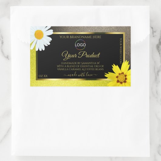 Geel bruin glitter zwart product Etiketten toevoeg (Tas)