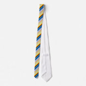 Geel, bruin, goudkleurig, blauw gestreept Stropdas (Achterkant)