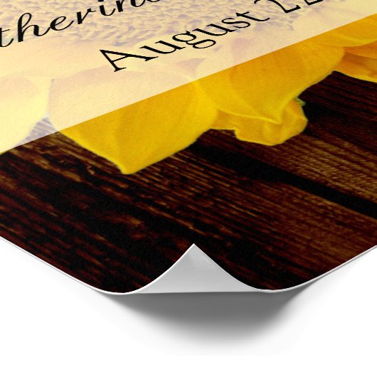 Geel bruin Late Summer Sunflower Weddenschap Poster (Hoek)