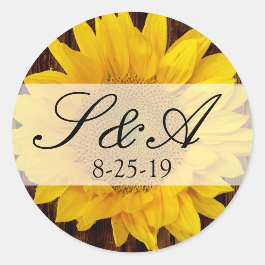 Geel bruin Late Summer Sunflower Weddenschap Ronde Sticker (Voorkant)