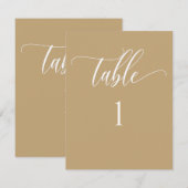 Geel bruin, modern minimalistisch tafelnummer (Voorkant / Achterkant)