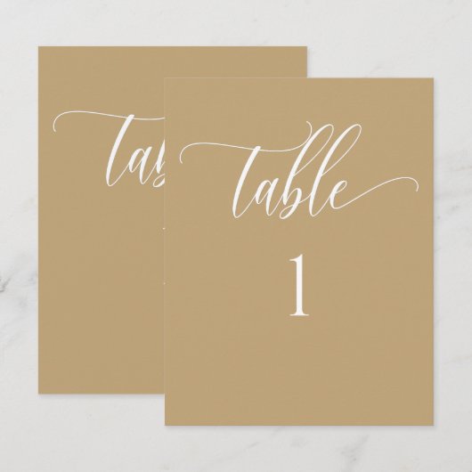 Geel bruin, modern minimalistisch tafelnummer (Voorkant / Achterkant)