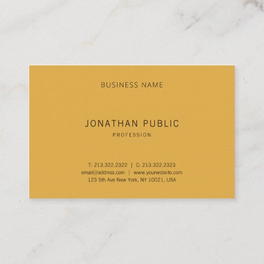 Geel bruin Modern Minimalistische Eenvoudige Sjabl Visitekaartje (Achterkant)