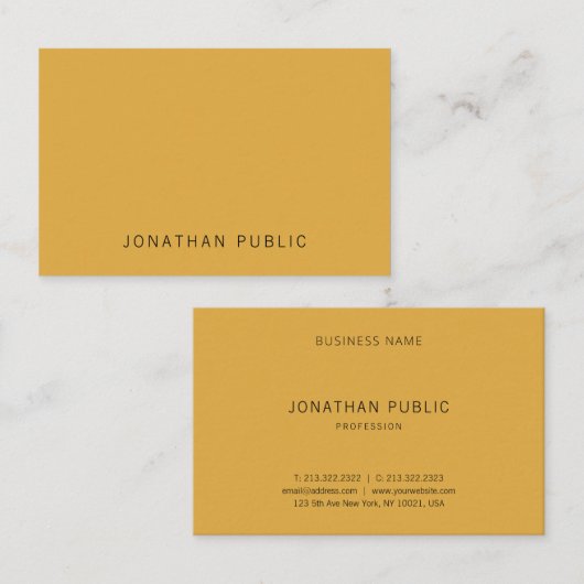 Geel bruin Modern Minimalistische Eenvoudige Sjabl Visitekaartje (Voorkant / Achterkant)
