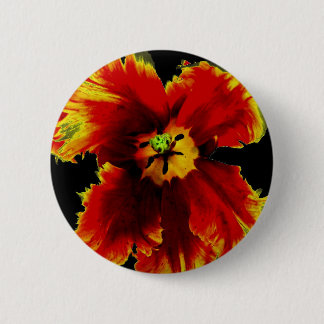 Geel Bruin op Zwarte Bloemmotief Ronde Button 5,7 Cm