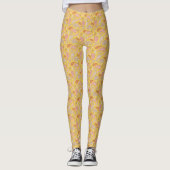Geel-Bruin Paisley Patroon Leggings (Voorkant)