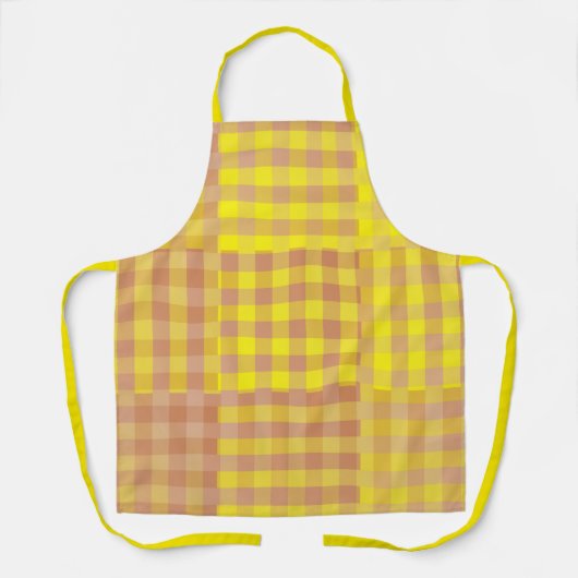 Geel Bruin Patchwork Patroon Schort (Voorkant)