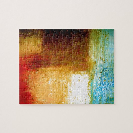 Geel bruin rood Abstract schilderwerk Legpuzzel (Horizontaal)