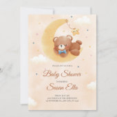 Geel Bruin Schattige Baby Beer Baby shower Uitnodi Kaart (Voorkant)