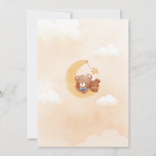 Geel Bruin Schattige Baby Beer Baby shower Uitnodi Kaart (Achterkant)