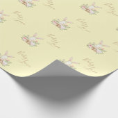 Geel bruin Script Cute Baby shower Wrap Cadeaupapier (Hoek)