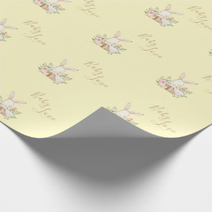Geel bruin Script Cute Baby shower Wrap Cadeaupapier