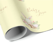 Geel bruin Script Cute Baby shower Wrap Cadeaupapier (Rol Hoek)