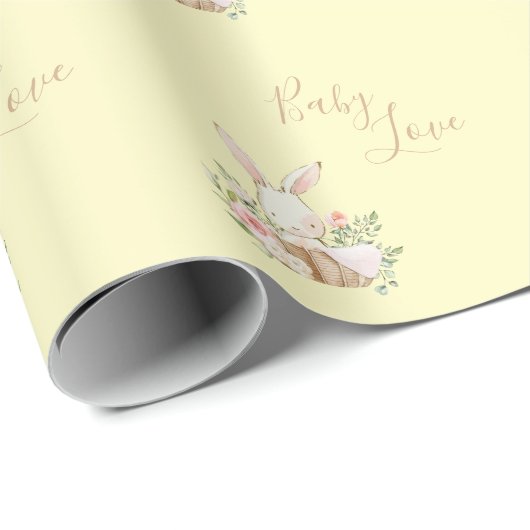 Geel bruin Script Cute Baby shower Wrap Cadeaupapier (Rol Hoek)