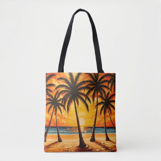 Geel Bruin Tropisch Paradijs Tote Bag (Voorkant)