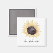 Geel & Bruin Zonnebloem Gepersonaliseerde Magneet (Voorkant / Achterkant)