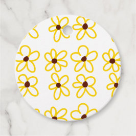 Geel bruin zonnebloem patroon bloemen moderne boho bedankjes labels