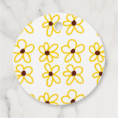 Geel bruin zonnebloem patroon bloemen moderne boho bedankjes labels (Achterkant)