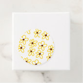 Geel bruin zonnebloem patroon bloemen moderne boho bedankjes labels (In situ)