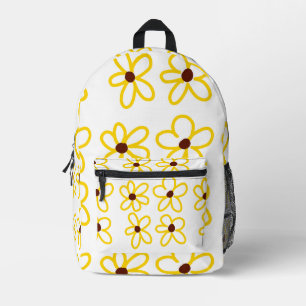 Geel bruin zonnebloem patroon bloemen moderne boho bedrukte rugzak