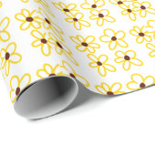 Geel bruin zonnebloem patroon bloemen moderne boho cadeaupapier (Rol Hoek)