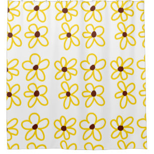 Geel bruin zonnebloem patroon bloemen moderne boho douchegordijn