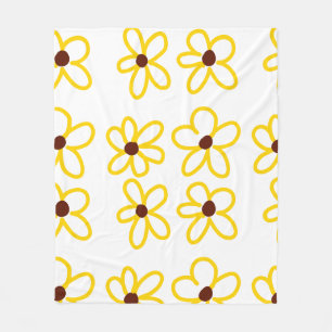 Geel bruin zonnebloem patroon bloemen moderne boho fleece deken
