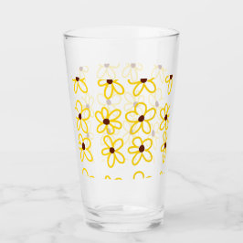 Geel bruin zonnebloem patroon bloemen moderne boho glas