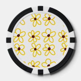 Geel bruin zonnebloem patroon bloemen moderne boho poker chips