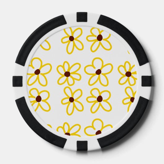 Geel bruin zonnebloem patroon bloemen moderne boho poker chips (Voorkant)