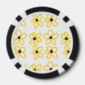 Geel bruin zonnebloem patroon bloemen moderne boho poker chips (Achterkant)