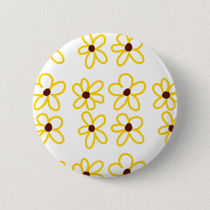Geel bruin zonnebloem patroon bloemen moderne boho ronde button 5,7 cm